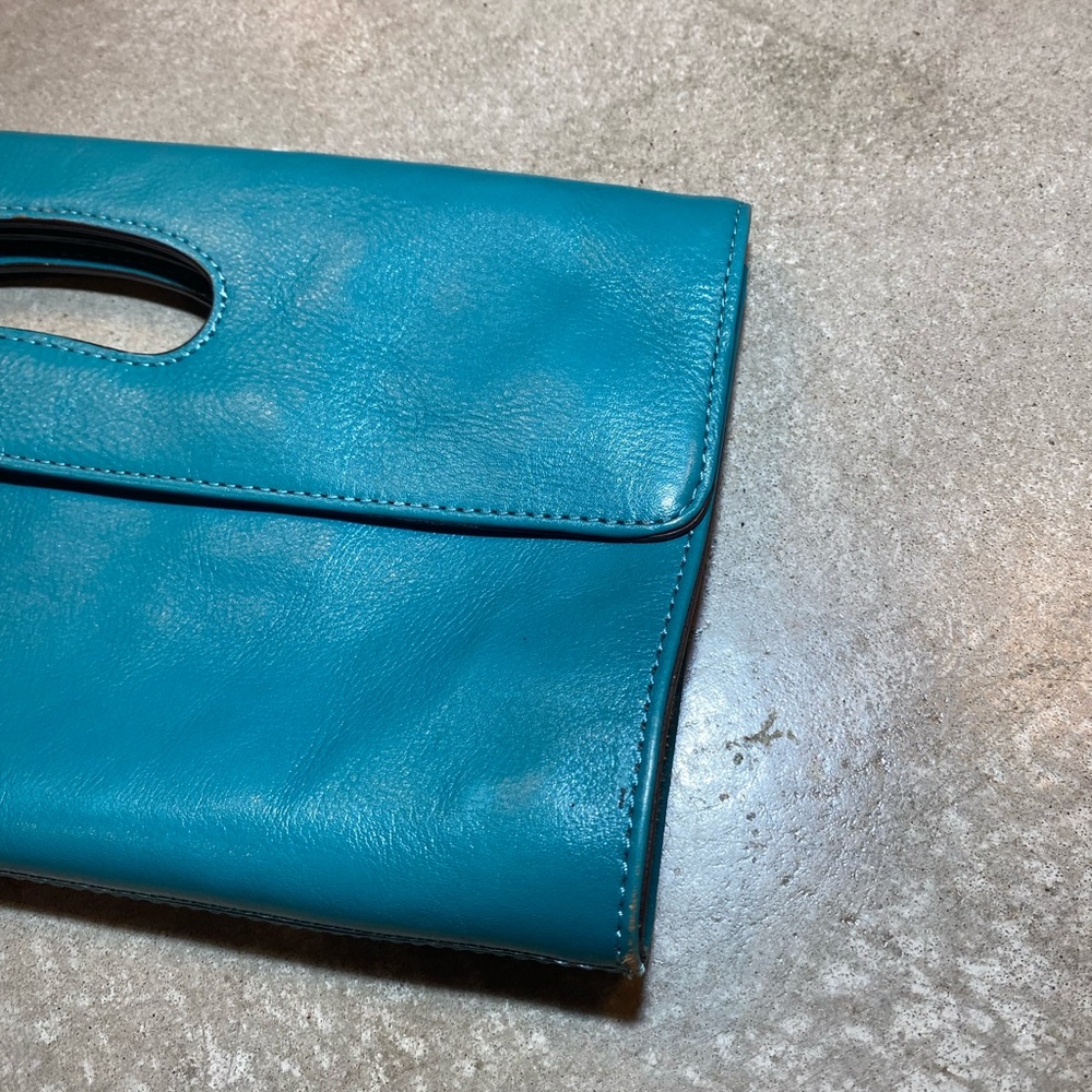 🍄 Hobo The Original Katrina Turquoise Leather Clutch - Picture 3 of 15